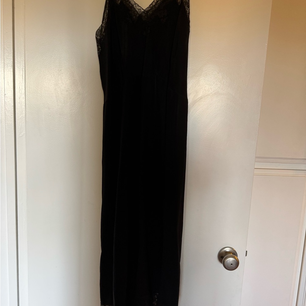 Vintage  Black Lace slip Trim Dress